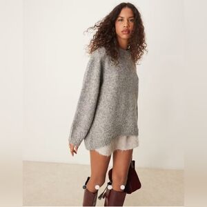 ASOS Gray Oversized Crew Sweater